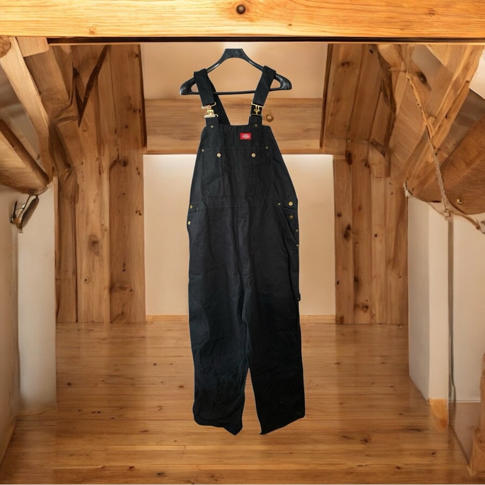 Dickies Mens Overalls 44x32 Duck Bib Heavy Canvas Black Hammer Loop Pockets New
